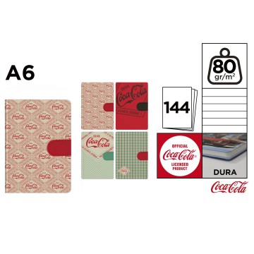 CC022 Блокнот Coca-Cola в твердом переплете, записная книжка формата А6
