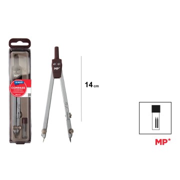 PA117 Базовый компас для рисованияСтуденческий компас для рисования с дополнительным свинцовым сердечником, серебро