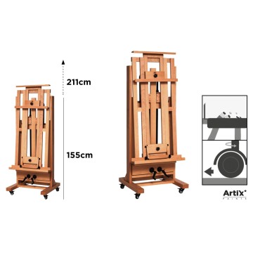 PP735/736 Профессиональный деревянный мольберт складной мольберт с колесиками