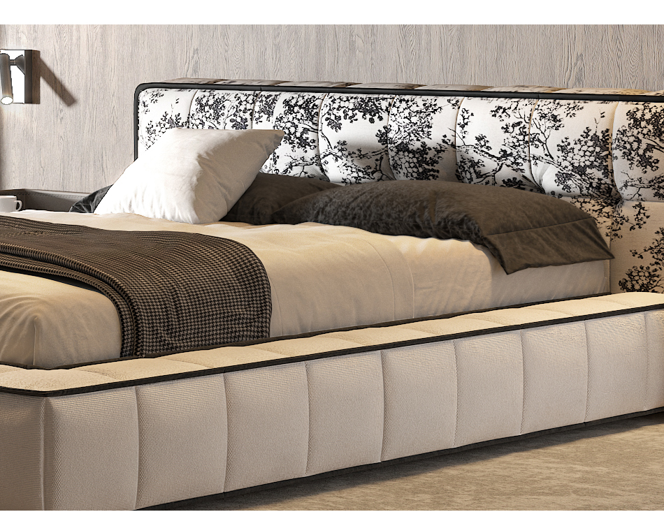 JIYUEJIA Italienisches minimalistisches Schlafzimmer Lederbett – Pandora (5)i6a