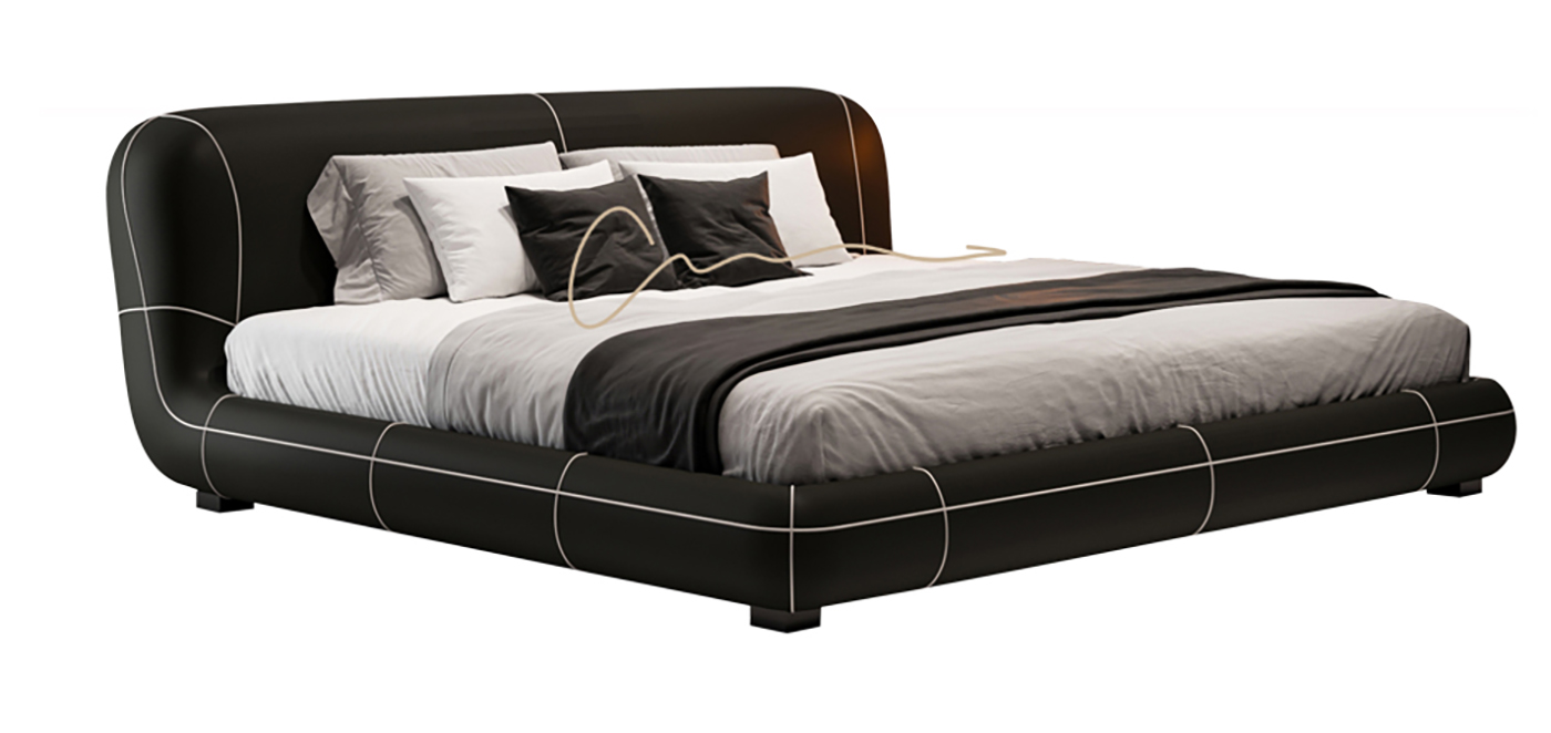 JIYUEJIA Italian minimalist bedroom Leather bed - DAILEbj9