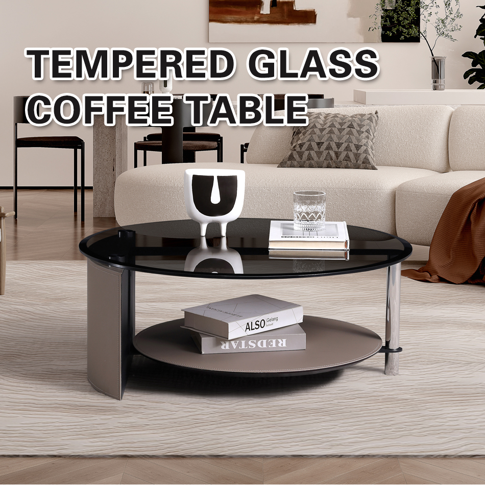 Black and brown round coffee table will bring elegance and warmth to your home environmentv6b