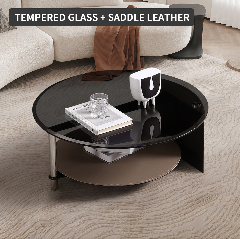 Black and brown round coffee table will bring elegance and warmth to your home environmentfa4