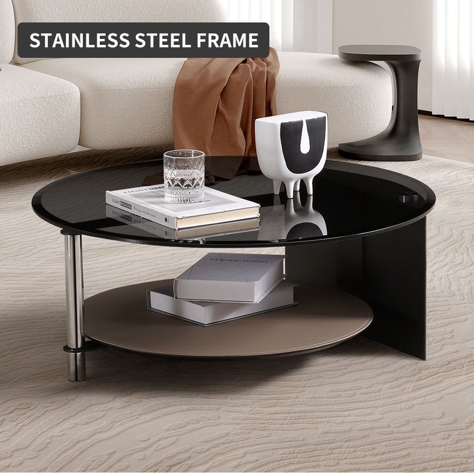 Black and brown round coffee table will bring elegance and warmth to your home environment0kr