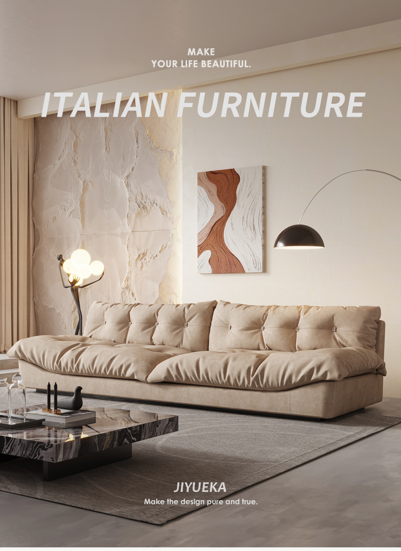 Custom Luxury Italian Home Furniture Frosted Fabric Sofa 3 Seats (1)evt