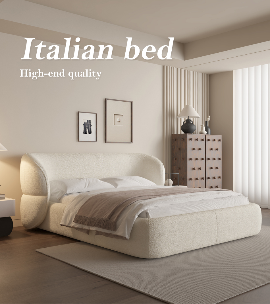 Cama italiana de lana de cordero estilo crema, cama de lujo ligera para el hogar (1)4x8