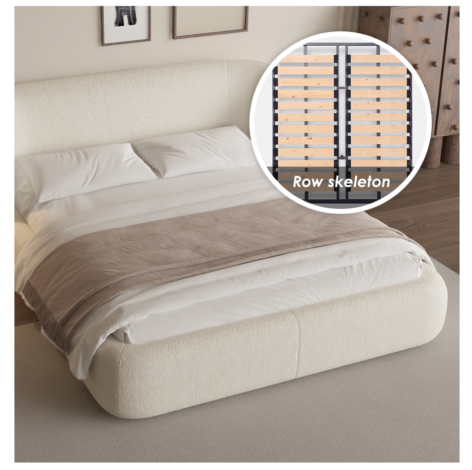 Italienisches Lammfleecebett im cremefarbenen Stil Home Light Luxury Bed (4)oyo