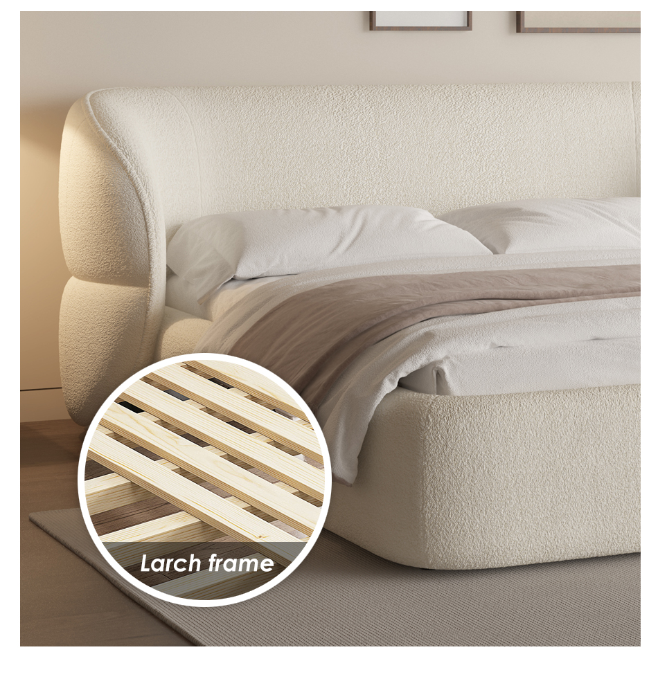 Italienisches Lammfleecebett im cremefarbenen Stil Home Light Luxury Bed (6)edf