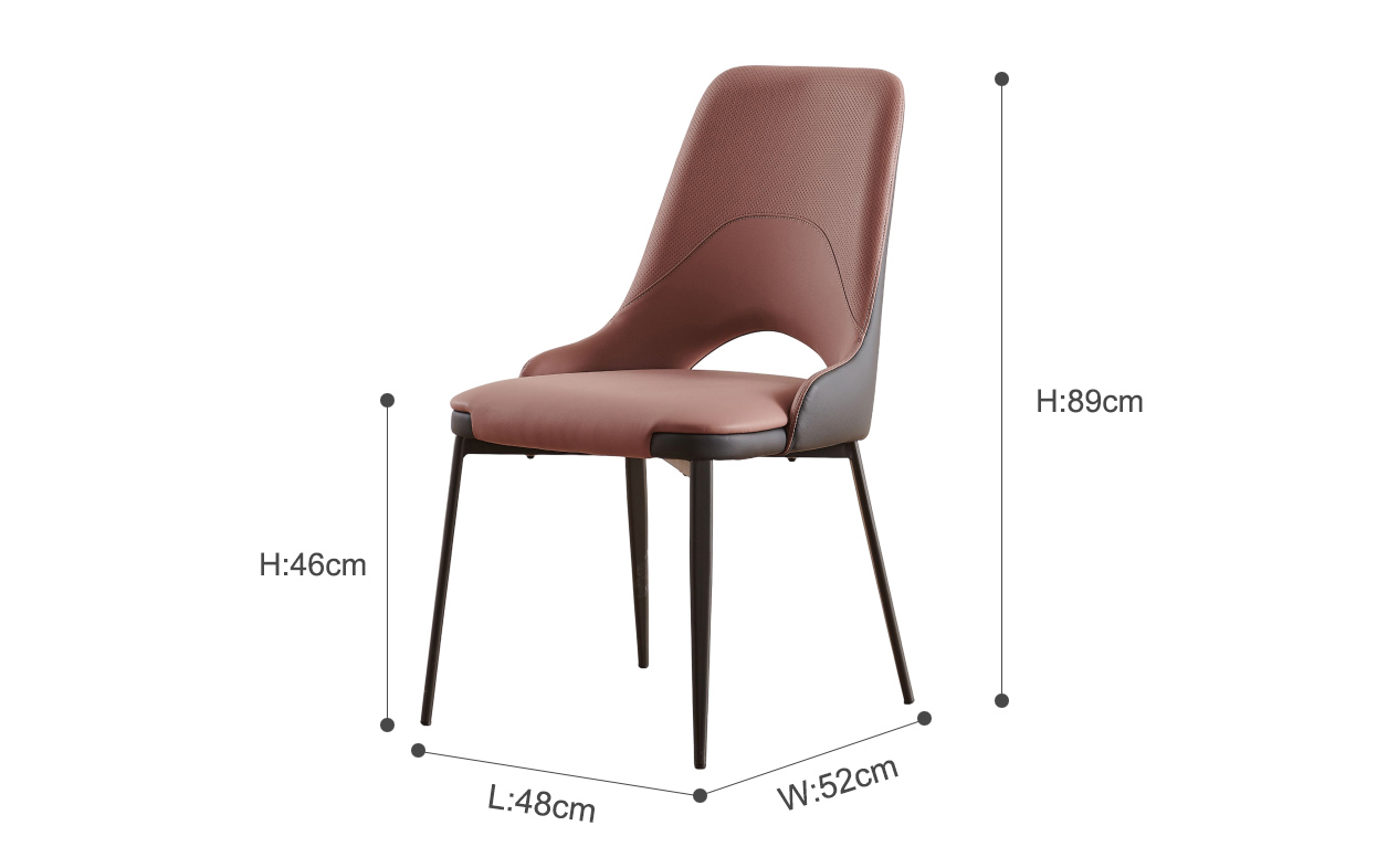 Italian Light Luxury Hollow Back PU Leather Dining Chair (6)4ga