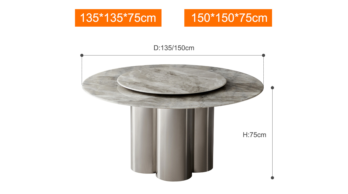 Light Luxury Modern Simple Italian Round Table Household Table Set (7)oeu