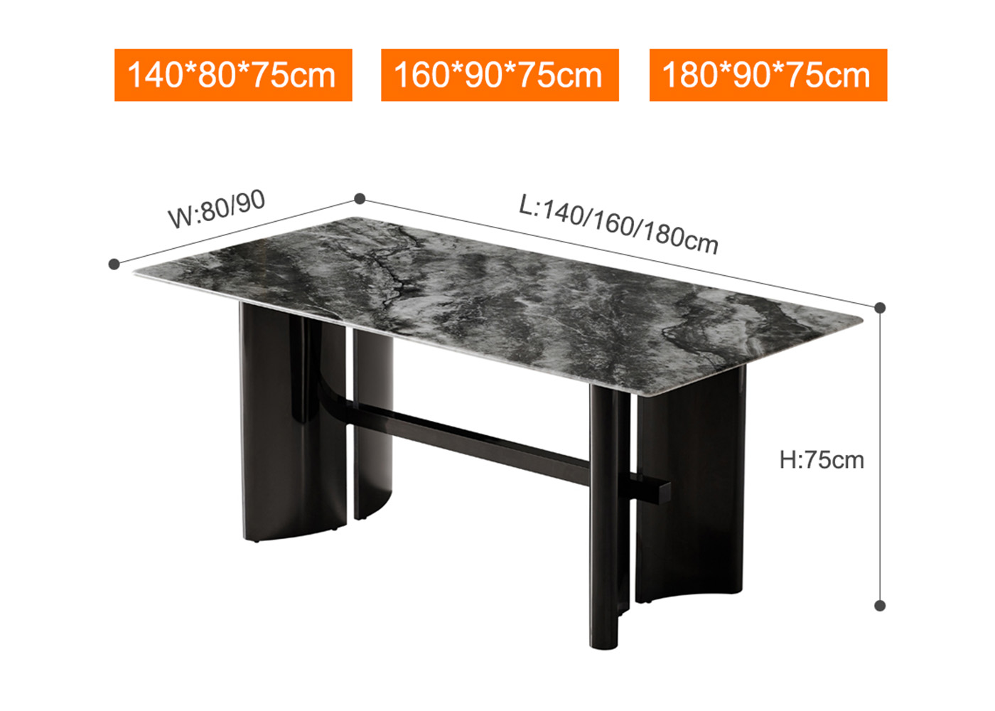 Light Luxury Slate Dining Table Rectangular Marble Dining Table Set (7)db2