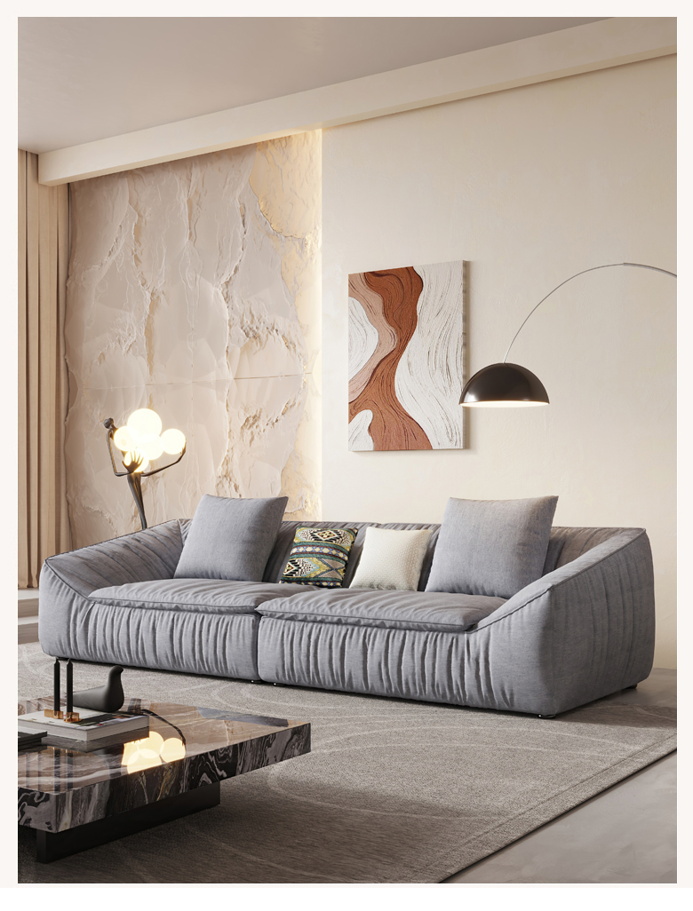 Minimalistisches Flanellsofa im nordischen Stil, Apartment-Wohnzimmer-Stoffsofa (3)lz5