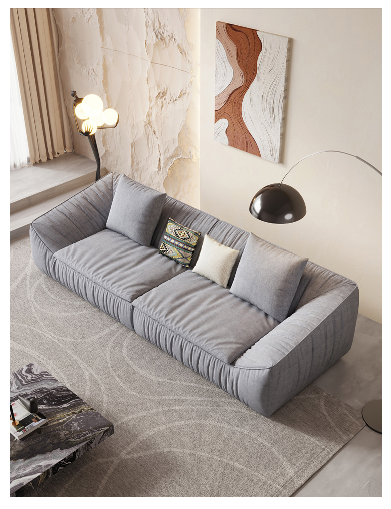 Minimalistisches Flanellsofa im nordischen Stil, Apartment-Wohnzimmer-Stoffsofa (4)9iq