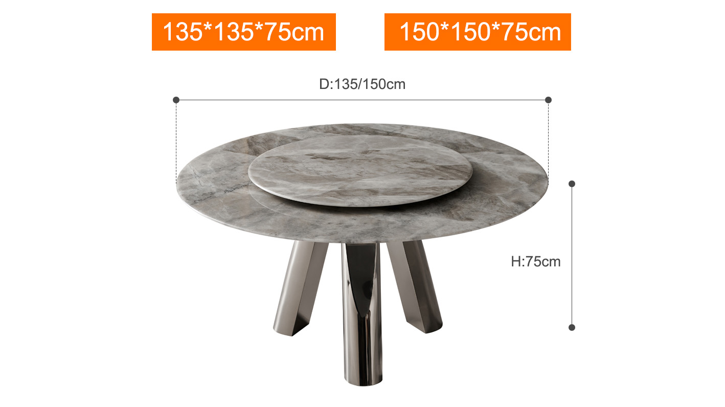 Modern Convertible Round Dining Table With Stainless Steel Base (7)11x