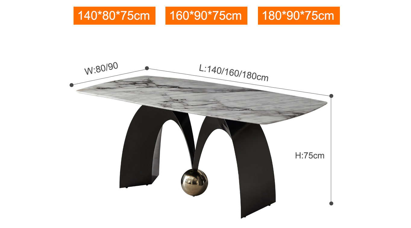 Furnitur Ruang Makan Modern Meja Makan Persegi Panjang Kaki Logam Stainless Steel (7)tu4