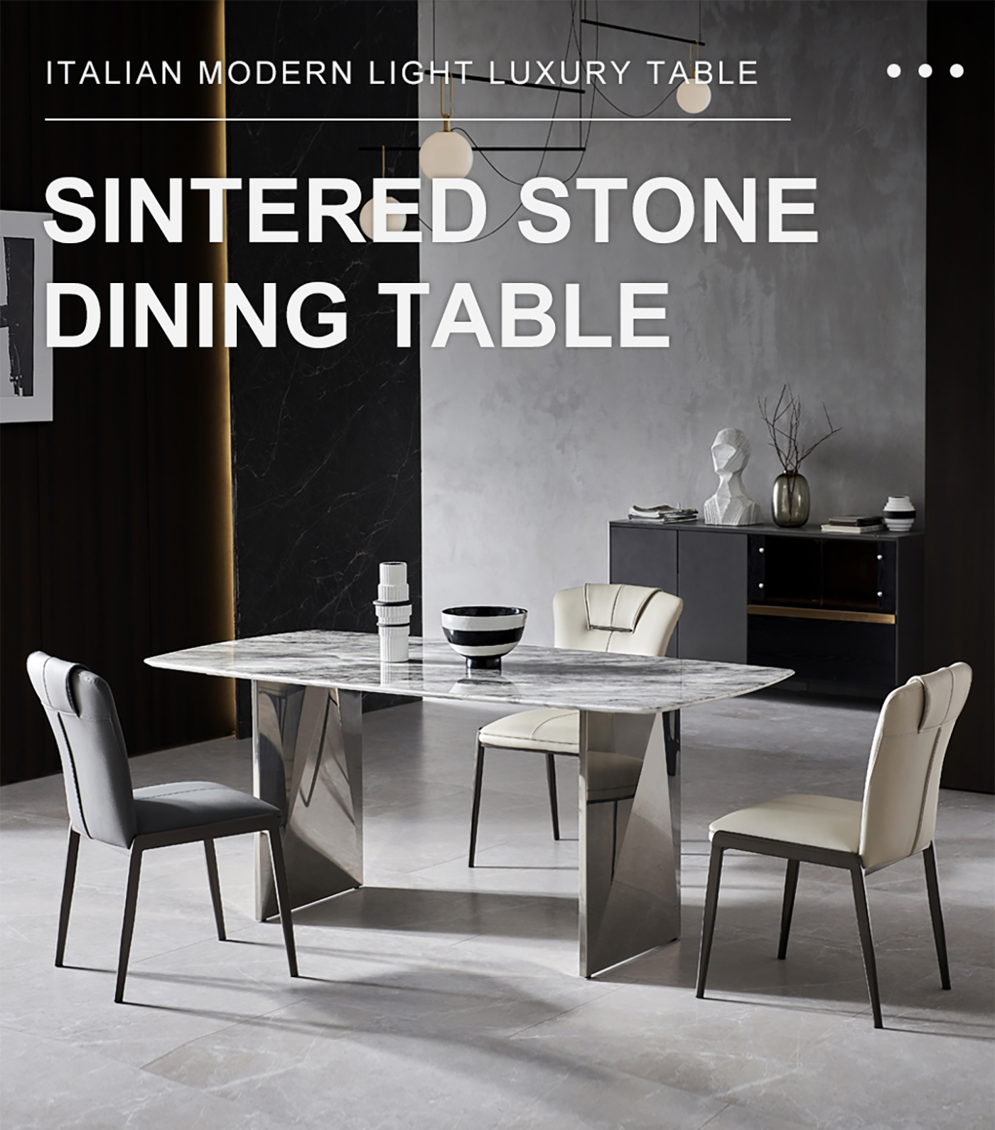 Muebles modernos Juego de mesa de comedor con tapa de piedra sinterizada 4 6 8 asientos (1) 111