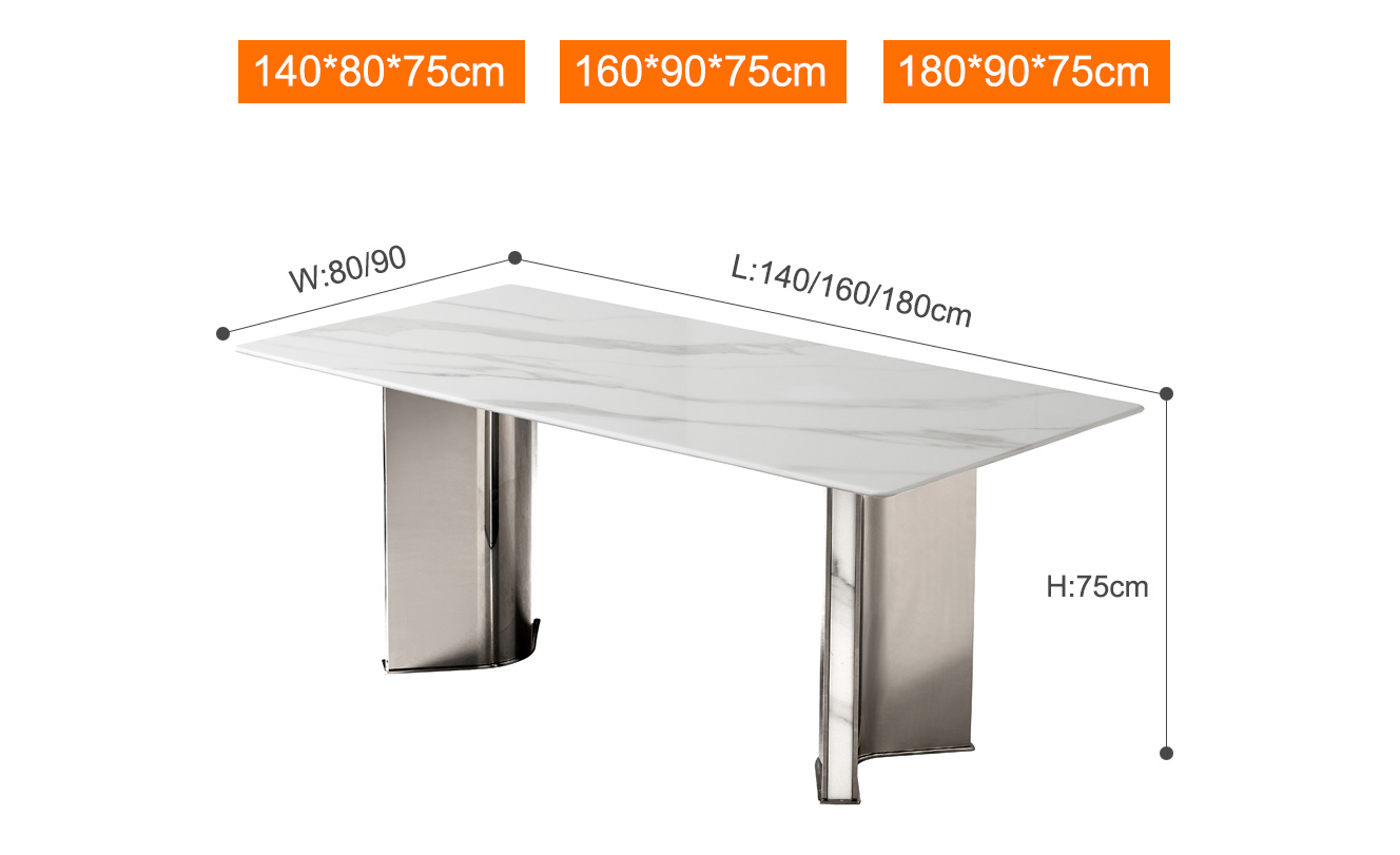 Cadre en acier inoxydable de table à manger de meubles de salle à manger de luxe moderne (7) 1tw