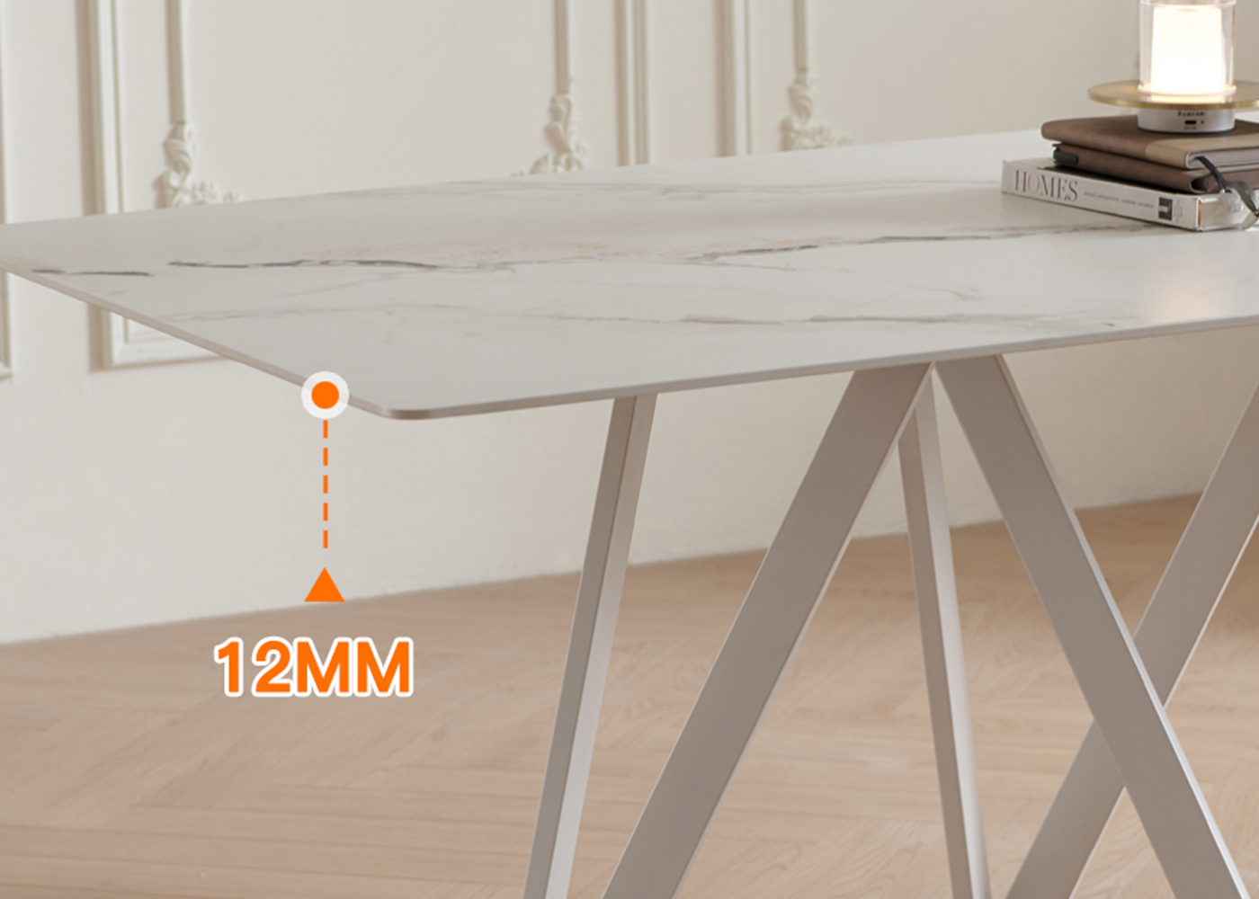 Juego de mesa de comedor de mármol rectangular moderno nórdico con base de acero al carbono (4) ppb