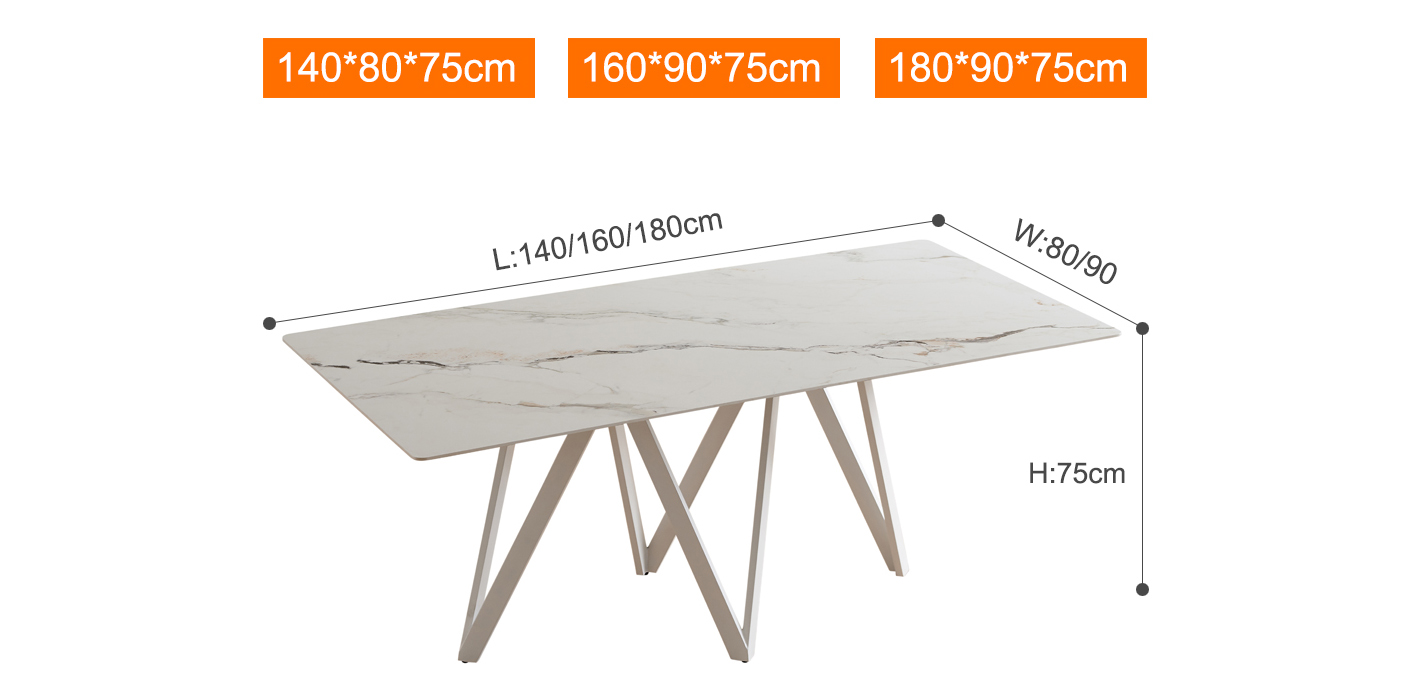 Juego de mesa de comedor de mármol rectangular moderno nórdico con base de acero al carbono (7)5lv