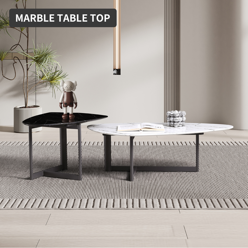 The combination of marble coffee table and side table is not only practical, but also a beautiful landscape, enhancing the sophistication and grace of your living spaceswx