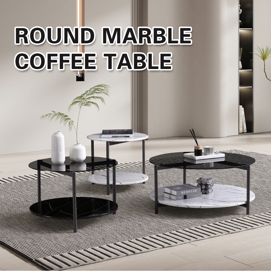 The combination of marble coffee table and side table perfectly showcases a noble an (1)8d7