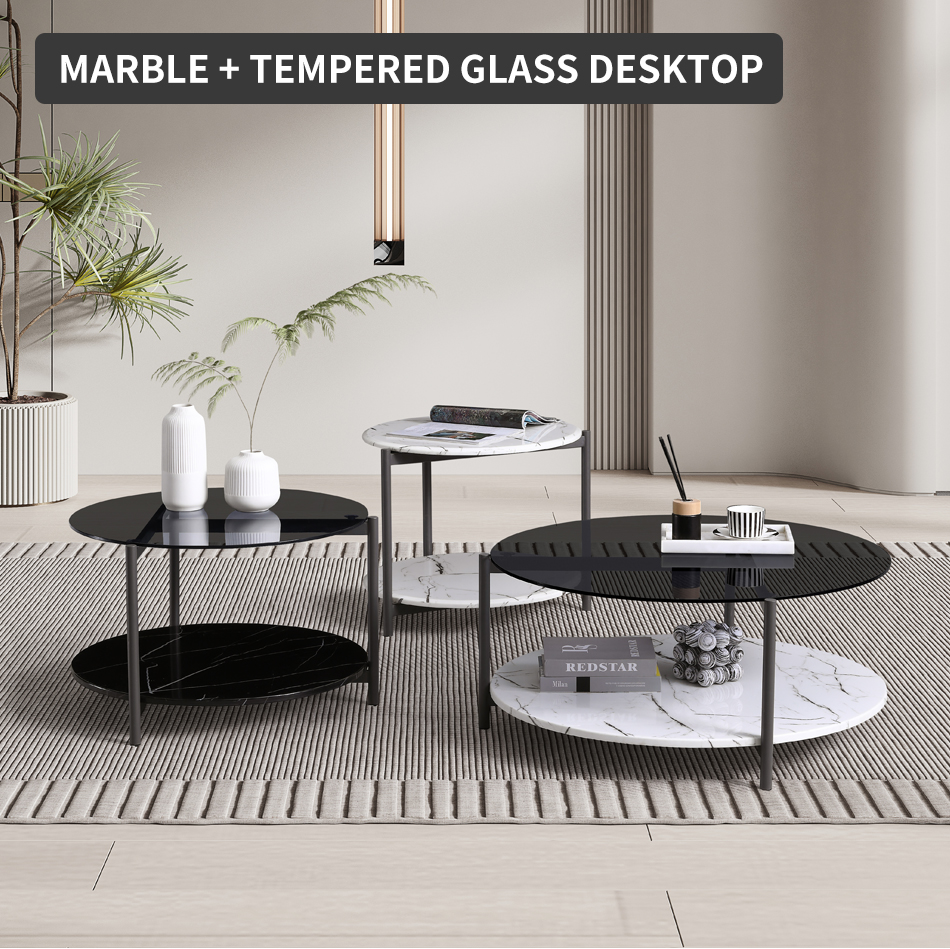 The combination of marble coffee table and side table perfectly showcases a noble an (2)kx7