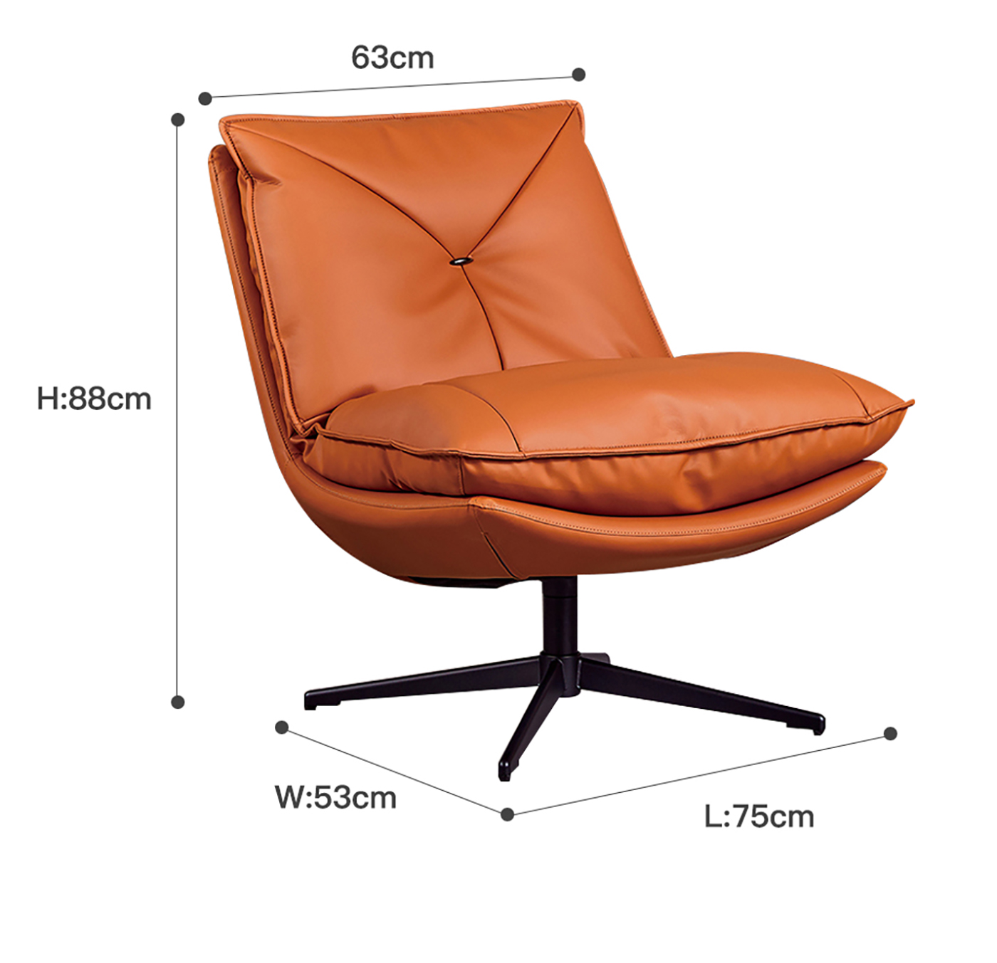 หน้าแรก ห้องนั่งเล่น ที่นั่ง Classic Single Pu Leather Lounge Chair (7)24f