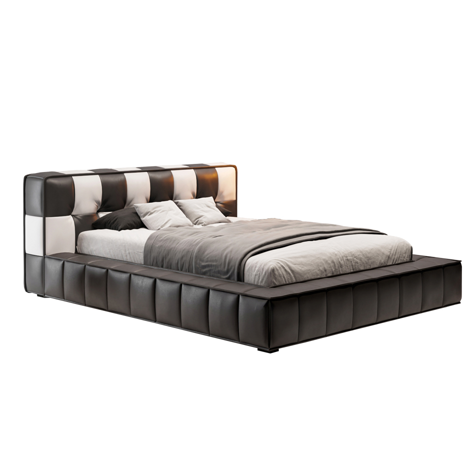 JIYUEJIA Italian minimalist bedroom Leather bed - Pandora