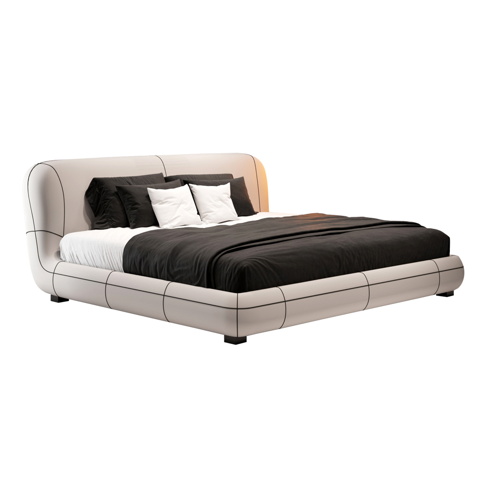 JIYUEJIA Italian minimalist bedroom Leather bed - DAILE