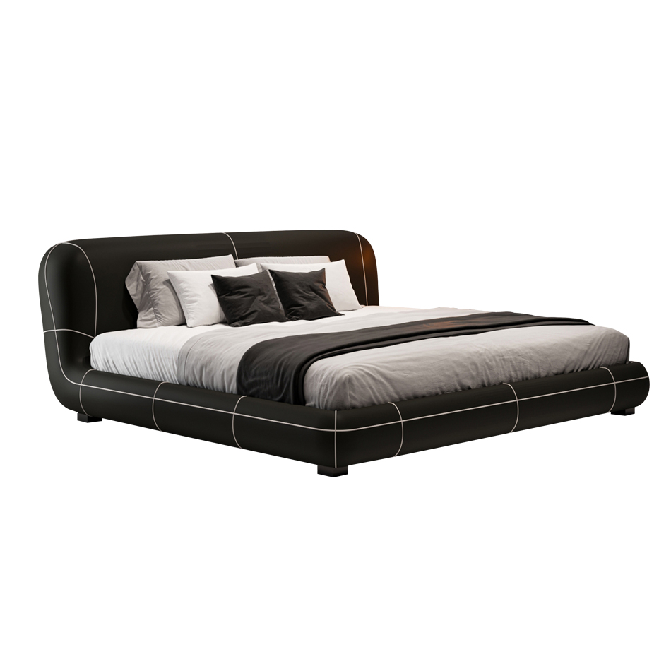 JIYUEJIA Italian minimalist bedroom Leather bed - DAILE