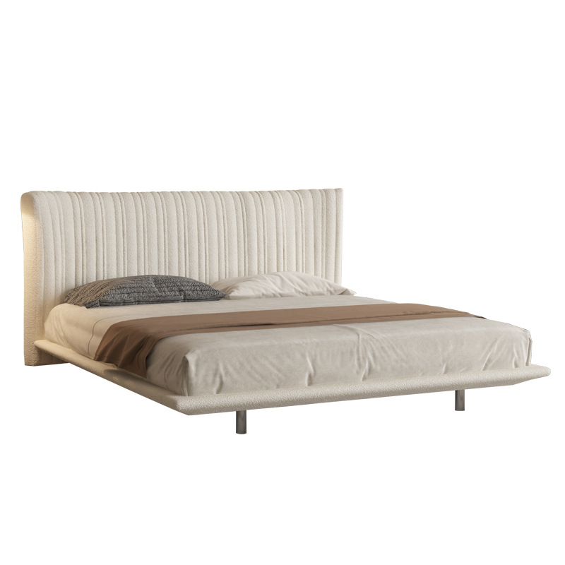 Licht luxe lamsfleece tweepersoonsbed Hoofdbed in crèmestijl