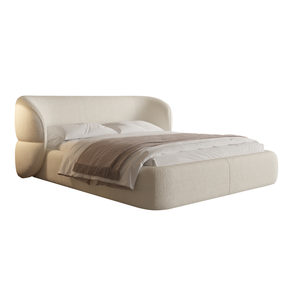 Cama italiana de lana de cordero estilo crema, cama de lujo ligera para el hogar