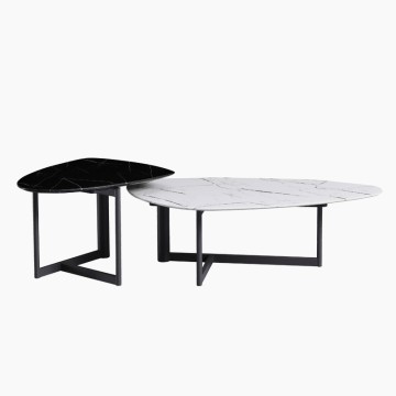 Italian Carbon Steel Frame Rock Plate Countertop Coffee Table Set