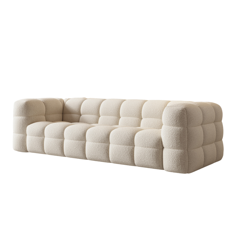 Kremowa, biała, aksamitna sofa, nordycka, bawełniana, lniana sofa domowa