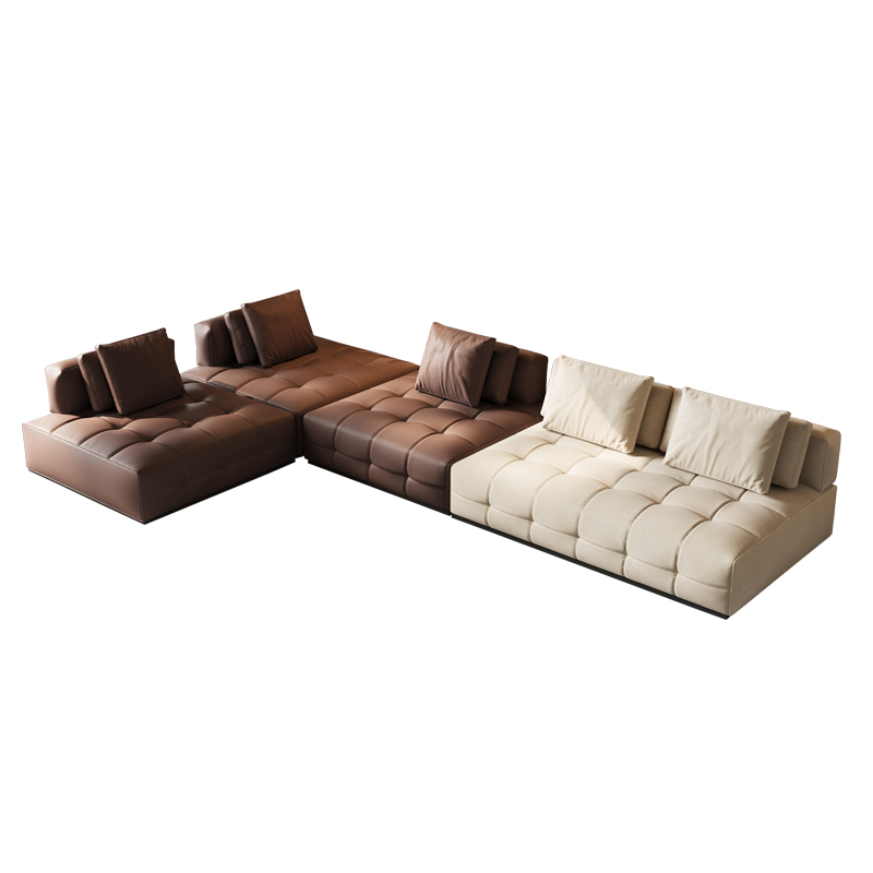 Lawrence Leather Sofa Module โซฟาอพาร์ทเมนท์ขนาดใหญ่สไตล์อิตาลีที่เรียบง่าย