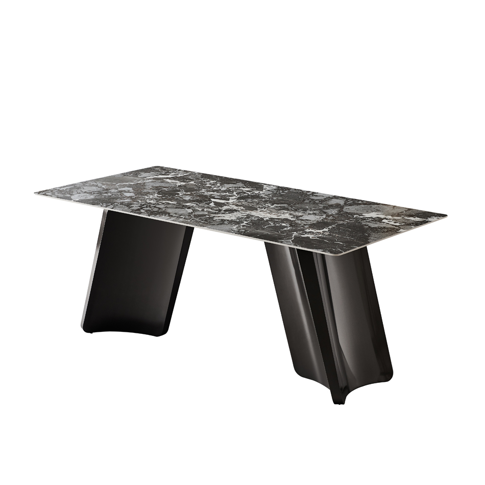 Juego de mesa de comedor rectangular, mesa sinterizada de piedra natural de lujo ligera