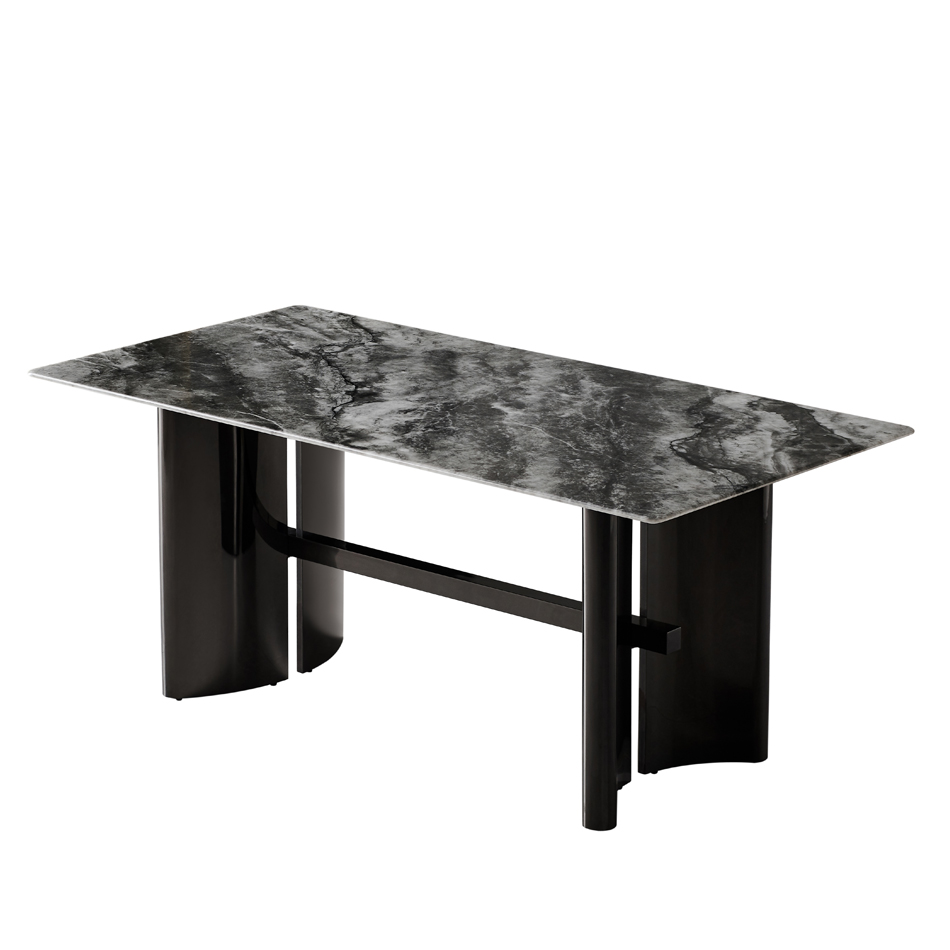 Light Luxury Slate Dining Table Rectangular Marble Dining Table Set