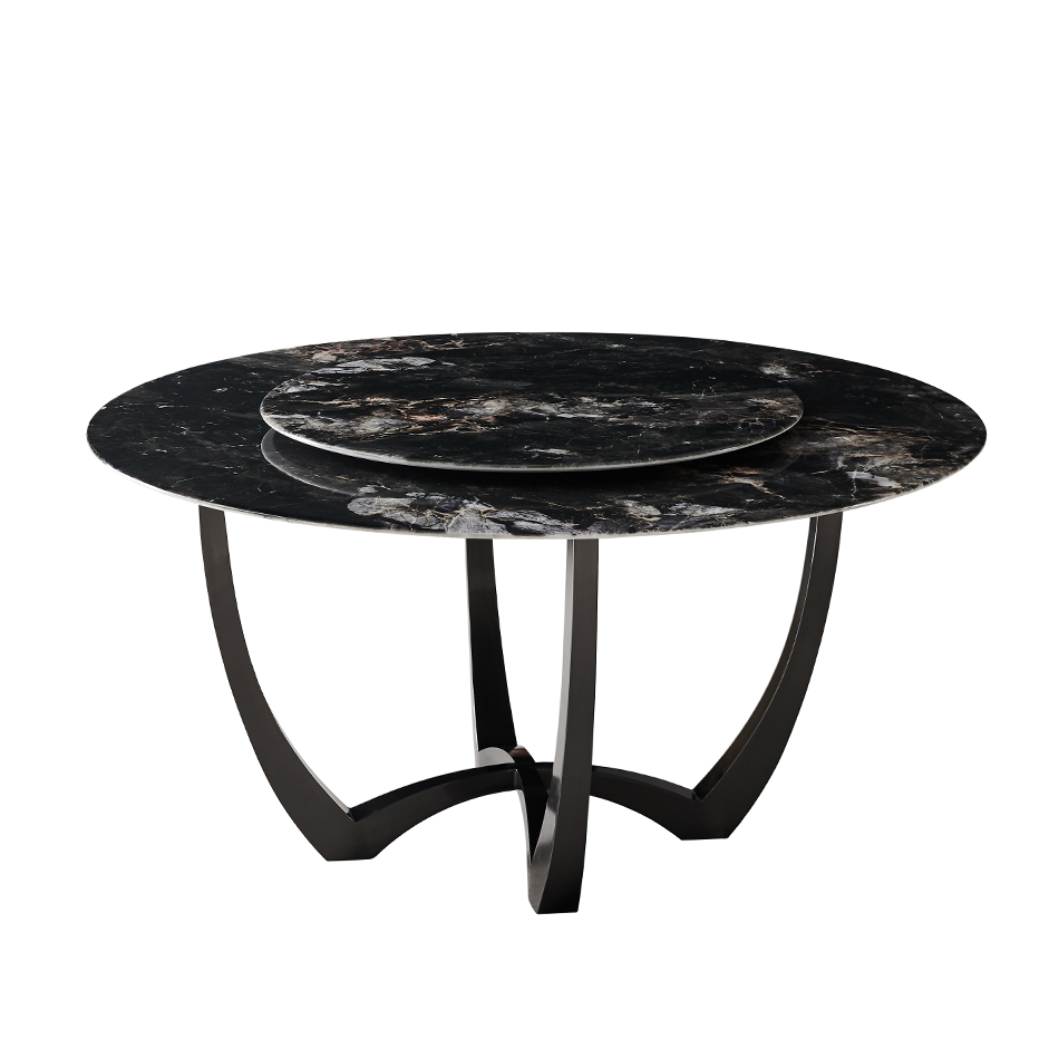 Modern Style Luxury Round Marble Dining Table Stainless Steel Base