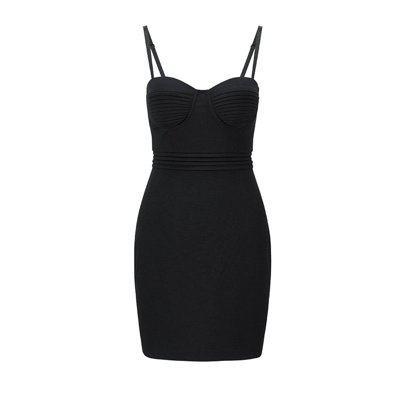Knit Fabric Woven's Glamorous Black Dress
