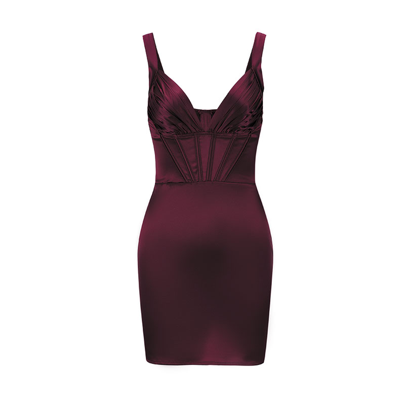 Satin Fabric Woven's Wide Straps Dress