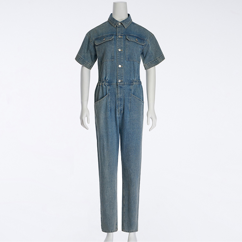 Retro Denim Work Jumpsuit Women's Design Niche High-end Jumpsuit