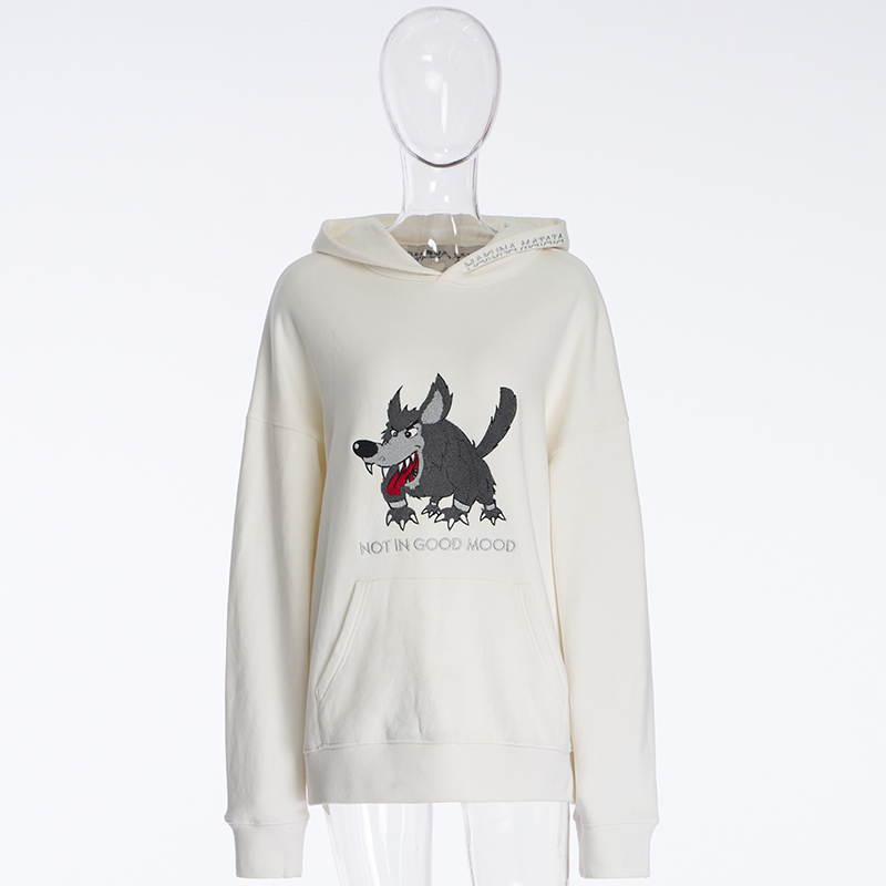 Lazy, Fashionable And Easy To Wear Towel Embroidered Casual Loose Cotton Hoodie