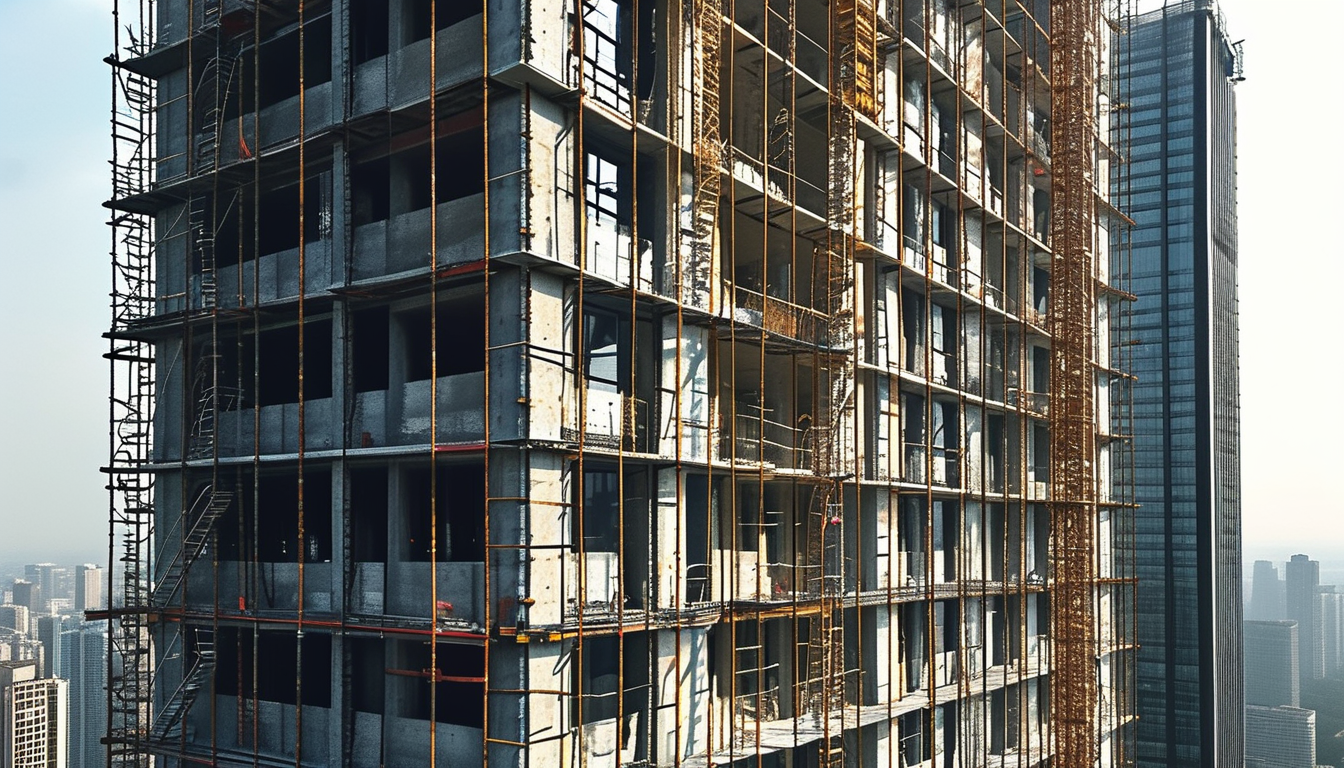 Stairwell Scaffold Tower For High-rise Building Facade Construction And Maintenance