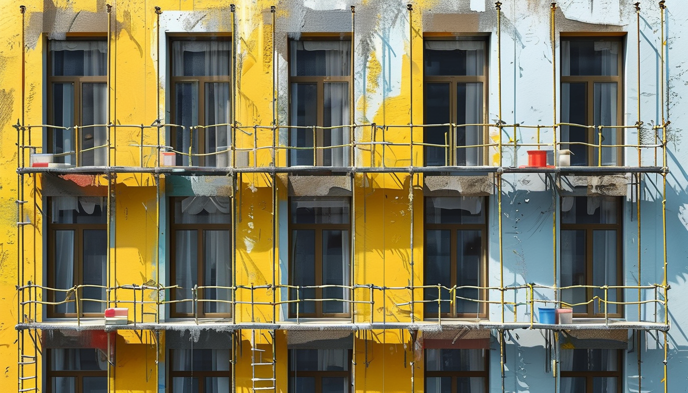 Ringlock Scaffolding For Exterior Wall Cleaning, Plastering And Painting Work