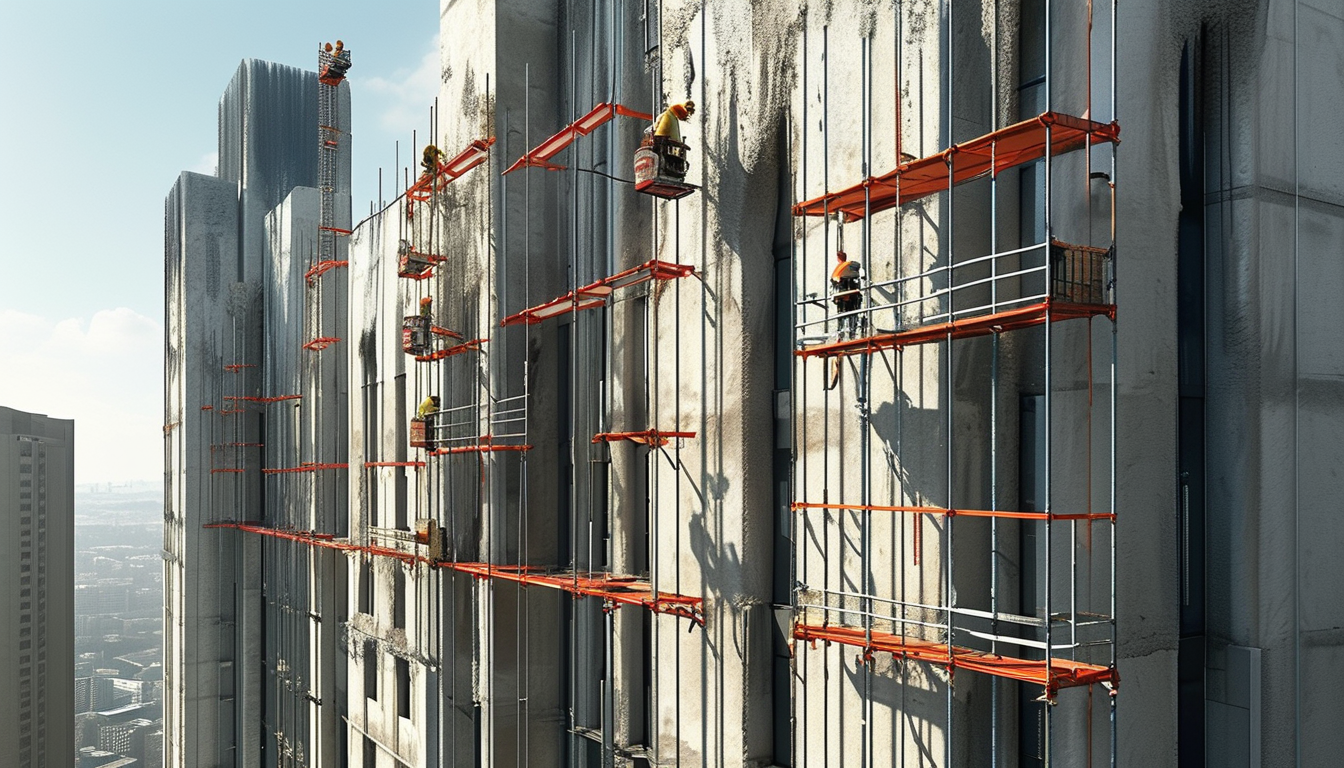 Rolling Scaffold Tower For Exterior Wall Cleaning, Plastering And Painting Work