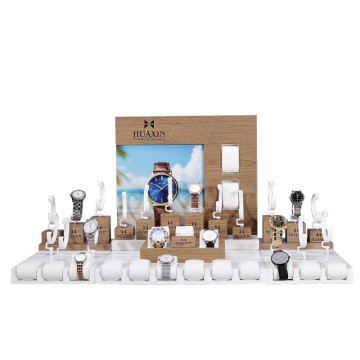 Multi-Position Wooden Watch Display Stand Complete Set for Wristwatch Retail Showcase