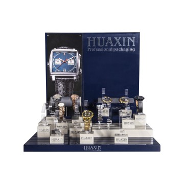 Premium Countertop Watch Display Stand Set Custom Acrylic Wristwatch Showcase with Backdrop Board