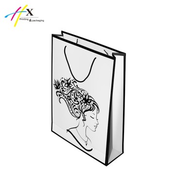 White and black paper bag for hair business  