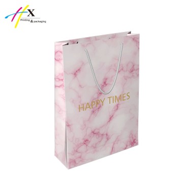 Pink marble design hand made paper bag  