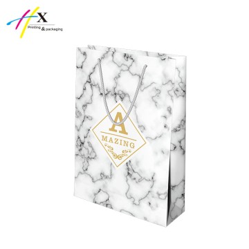 Marble design printing paper shopping bag 